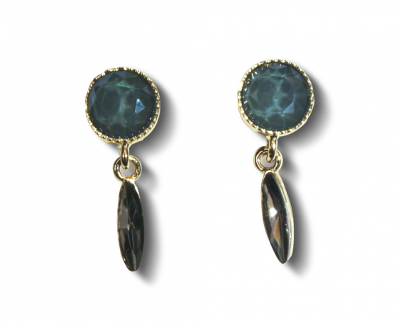 arete doble cristal azul marino